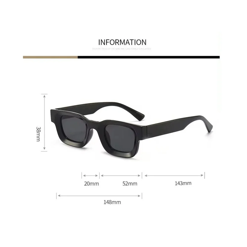 Square Sunglasses Blue Lens Black Frame Mens Fashion Sun Glasses Classic Lentes‎
